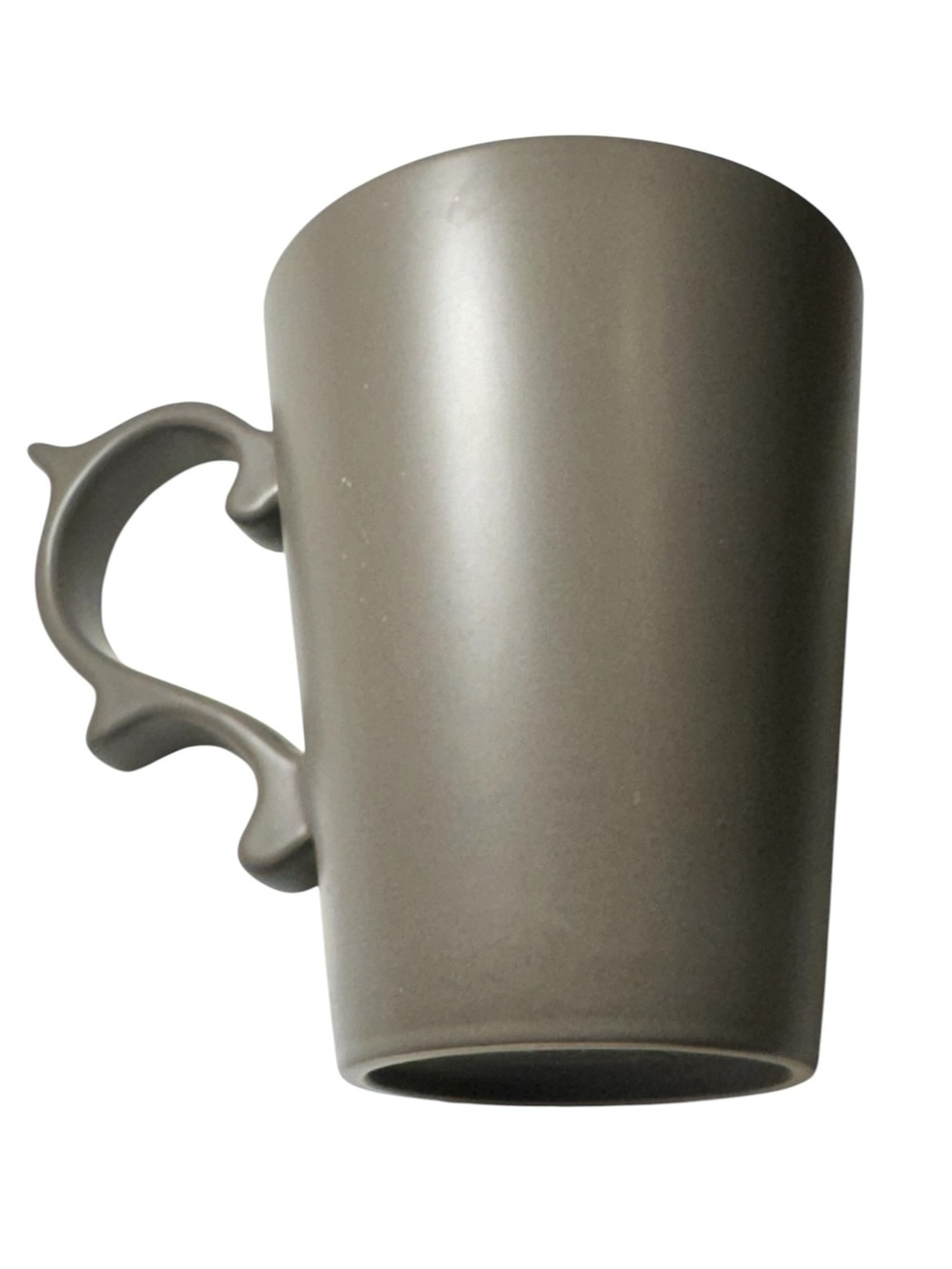High End Tazo Tea / Coffee Large Gray Ceramic Mug with Sculpted Handle MINT